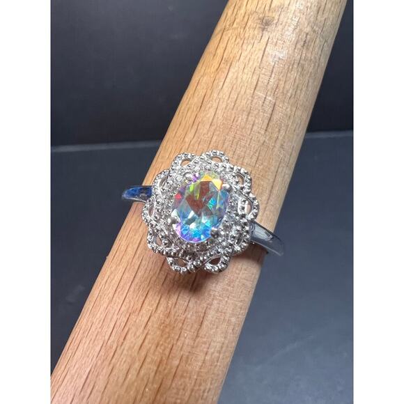 NEW Mercury Mystic topaz zircon celestial halo ring in sterling silver size 10 - Picture 13 of 16